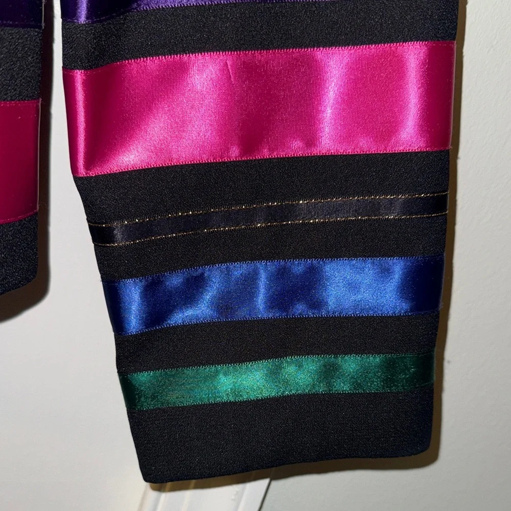 Talbots Vibrant Striped Blazer with Black Ribbon Accents size 8 - Picture 7 of 14